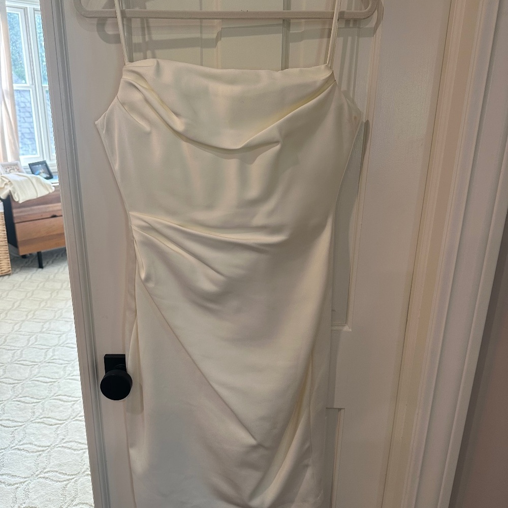 Structured house of CB white midi dress with corset